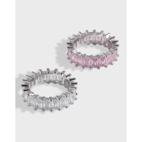 S925 Sterling Silver Open Ring Micro Paved Square Cubic Zirconia Promise Love Rings for Women Engagement Wedding Jewelry