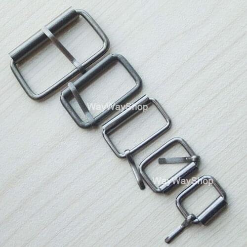10 Pcs Metal Single Prong Roller Buckles 19mm 25mm 32mm 38mm 50mm for D Ring Strap Belt Gunblack
