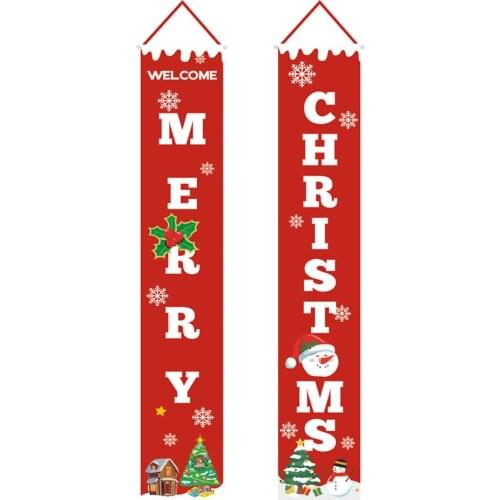 2pcs/set Christmas Festival Porch Sign Decor Hanging Banner Porch Party Decor