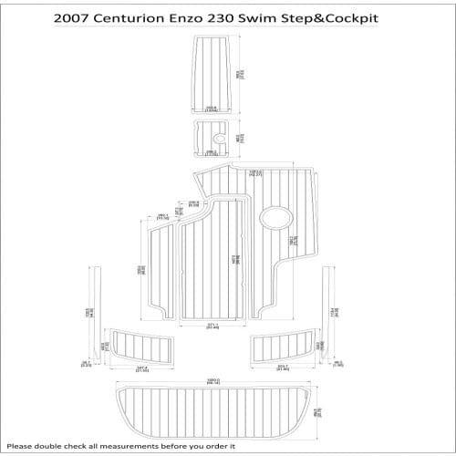 2007 Centurion Enzo 230 Swim Step&Cockpit Pad Boat EVA Teak Decking 1/4" 6mm