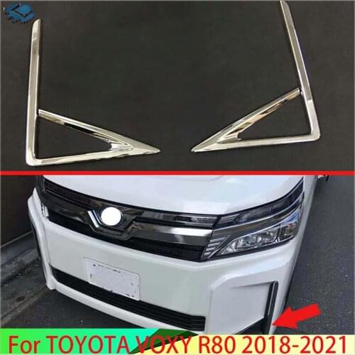 For TOYOTA VOXY R80 2018 2019 ABS Chrome Front Fog Light Lamp Cover Trim Molding Bezel Garnish Sticker Used in hybrid