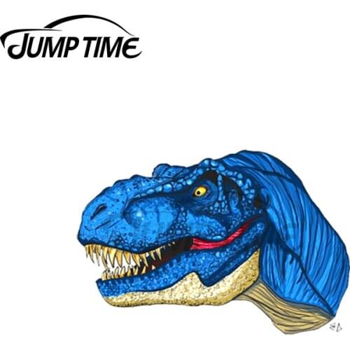 JumpTime 13 x 3.7cm For Feeling Blue T-Rex Fine Decal Cartoon Car Stickers Waterproof Occlusion Scratch Decals Decor