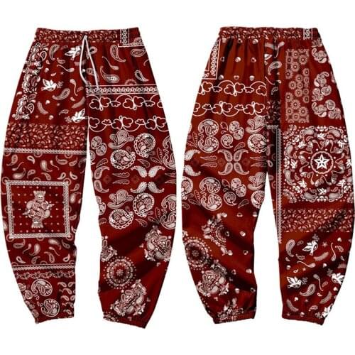 Paisley Cashew Printed Men Japanese Style Cargo Pants Joggers Harajuku Sweatpant Hip Hop Trousers Plus Size 6XL