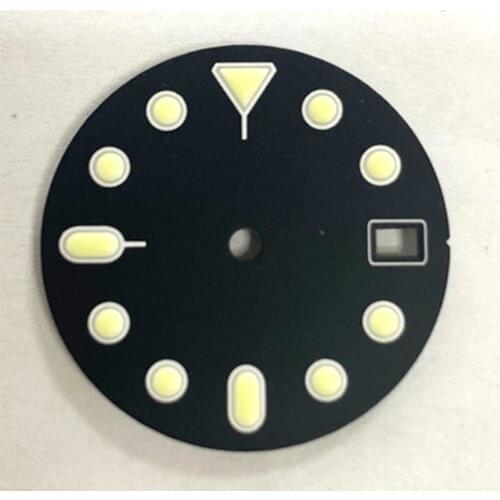 28.5mm dial Luminous Green dial parts of skx007 case fit seiko 4R36 nh36 movement For crown at 3/3.8/4.1 o'clock nh36 watch case