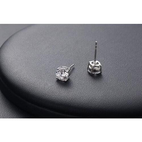 Zircon Stud Earrings for Wpman Girl Plated Single Stone Simple Fashion Stud Earrings for Wedding Party Souvenir