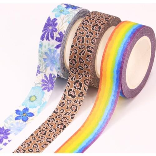 Wide 15mm rainbow Decorative Adhesive Tape flower Masking Washi Tape Diy Scrapbooking Sticker Label Japanese Stationery
