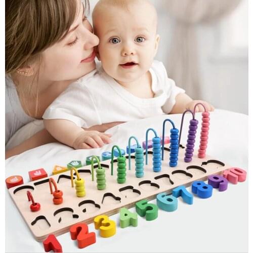 Wooden Ball Multi-functional Wooden Computing Digital Shape Paired Educational Toys Early Education Montessori Educational Toys