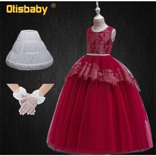 Childrens Birthday Party Dresses Christmas Gowns Kids Communion Floral Girls Princess Mesh Long Eleghant Wedding Evening Dress