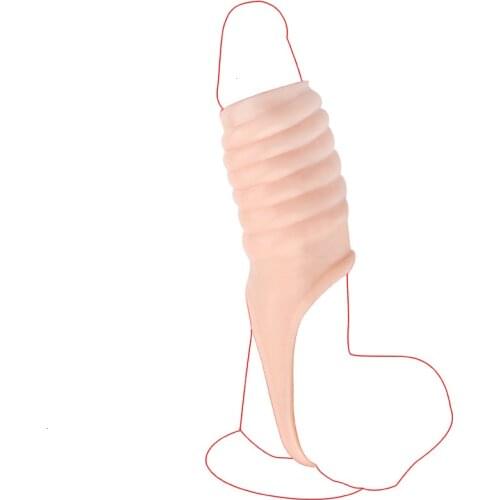 Reusable Penis Ring Dick Sleeve Adults Sex Toy for Men Vagina Condom Ribbed Multi Functional Dildo Girth Enhancer Anal Butt Plug