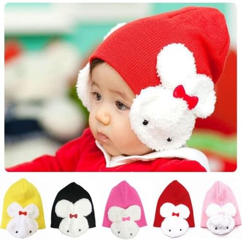 1 Pcs 5 colors Cartoon rabbit Cotton cap infant kids hats children hat