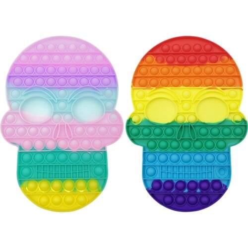 Skull Shape Push Bubble Fidget Toys Squeeze Sensory Toys Simple Dimple Stress Relieve Toys Silicone Autism Special Needs Relieve