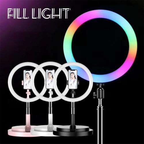 10inch RGB Photo LED Selfie Ring Fill Light Dimmable Camera Phone Ring Lamp Colorful Marquee For Makeup Video Live Studio