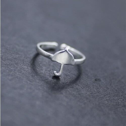 Creative Fashion Simple Korean Style Fashion 925 Sterling Silver Jewelry Umbrella Brushed Tool Opening Rings SR202