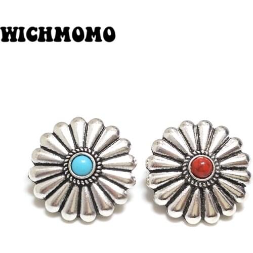 3pcs/bag 30MM Retro Zinc Alloy Round Clothes Decorative Daisy Buttons Charms Pendant for DIY Hair Jewelry Accessories