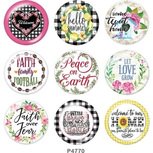 Love home words 12mm/18mm/20mm/25mm/30mm Round glass cabochon flat back Making findings snap button jewelry P4770