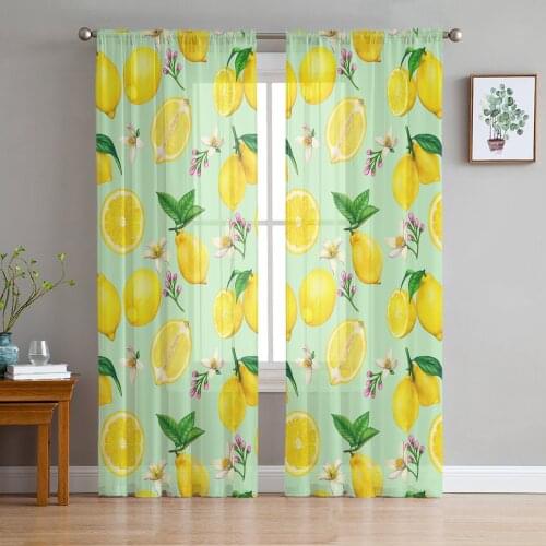 Summer Lemon Flower Sheer Curtains for Living Room Bedroom Kitchen Tulle for Windows Voile Drapes Home Decoration