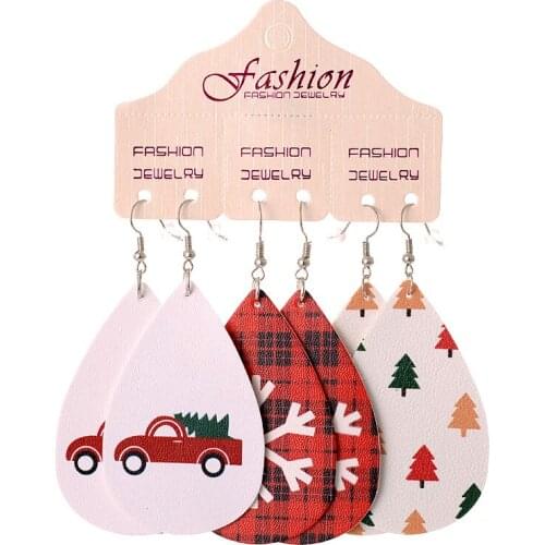 Pu Leather Earring Set Statement Geometric Halloween Christmas Cowboy Graduation Sun Flower Gretel Teacher Animal Gift Earrings