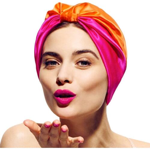 New Women Satin Sleep Hat Chemo Cancer Turban Bonnet Head Cover Wrap Beanie Skullies Muslim Hair Loss Hat Islamic Arab Cap