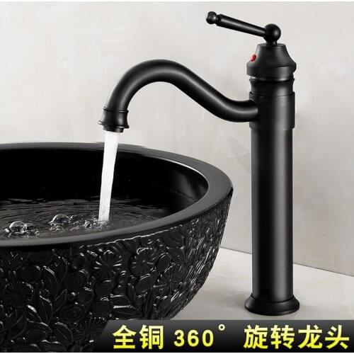NEW Black Brass Bathroom Faucet Ceramics Vintage Hot And Cold Faucet Washbasin Mixer Sink Faucet Mixer Tap