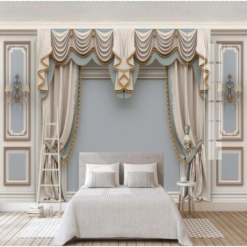 Custom Wallpaper Papel De Parede 3D European Style Curtain Carved Bedroom Living Room TV Background Photo Mural Wall Painting