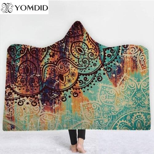 YOMDID Bohemian Blanket for Adults/kids Mandala Blankets Hooded Polyester 3d Printed Beach Towel for Home Bedroom Decoration