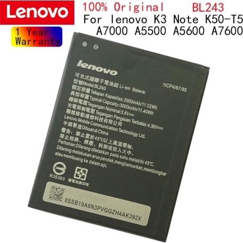 Original New 100% Tested Original BL243 Mobile Phone Battery for lenovo K3 Note K50-T5 A7000 A5500 A5600 A7600 Battery Batteria