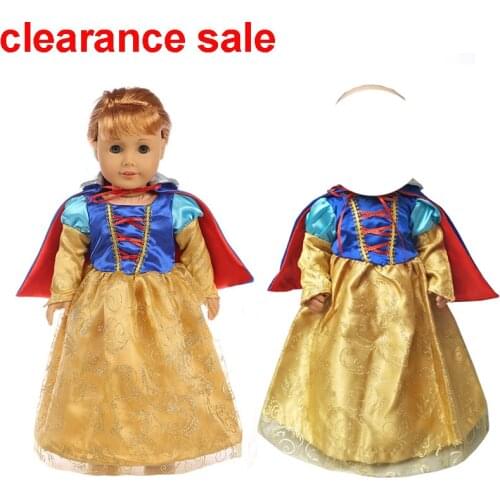 For 43cm baby Doll Snow White Princess Dress + Cloak for 18" Girl Doll Snow White Princess Dress doll accessories