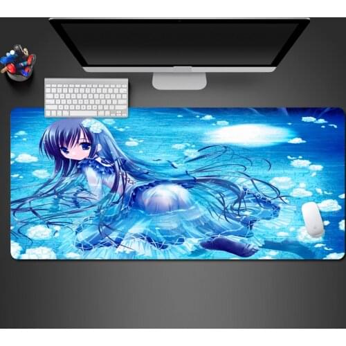 Popular Natural Rubber Washable Pad Blue Cartoon Super Cute Girl Mouse Pad Office Special Computer Keyboard Big Table Pad Gamer