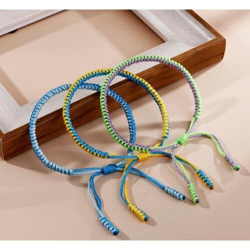 Multicolor Tibetan Buddhist Good Lucky Woven Bracelets & Bangles Charm Handmade Knots Rope Buddha Thread Bracelet For Women Men