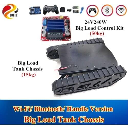 Wifi/ Bluetooth/ Handle Control Large Load T007 Robot Chassis with Rubber Tracks and 24V High Torque Motor for DIY Big Size