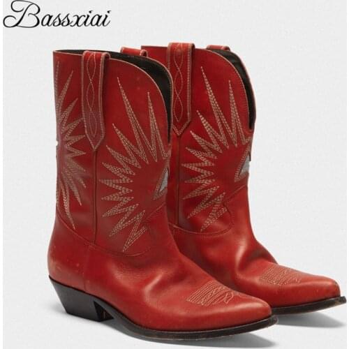 Luxury Sewing Genuine Leather Short Booties For Girls Sexy Point Toe Slip-on Botas De Mujer Winter Boots Women
