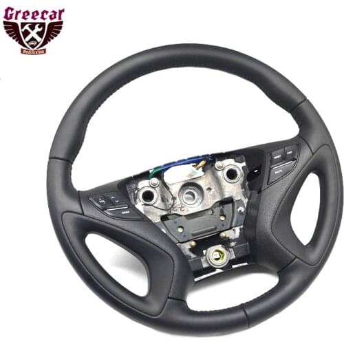 Steering Wheel Assembly Cruise Control Modification Dedicated Six Keys Black Leather For Hyundai Sonata 8 YF 2011 2013 2014 2015