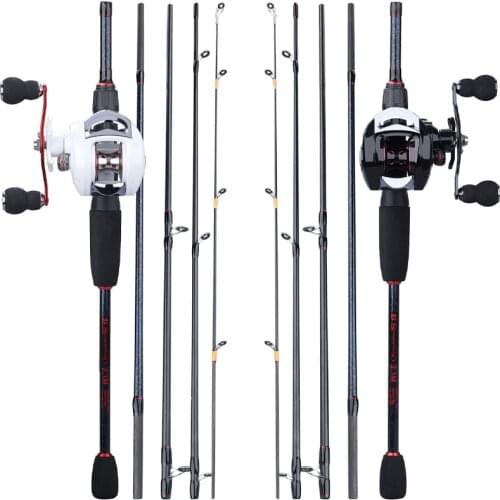 Sougayilang 1.8- 2.4m Fishing Rod Combo Portable 5 Section Fishing Rod and 18+1BB 6.3:1 Gear Ratio Baitcasting Reel Fishing Set
