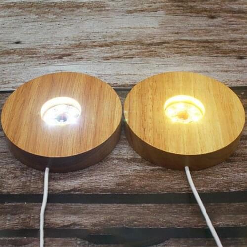 Smart Home New Wood Light Base Rechargeable Wooden LED Light Rotating Display Stand