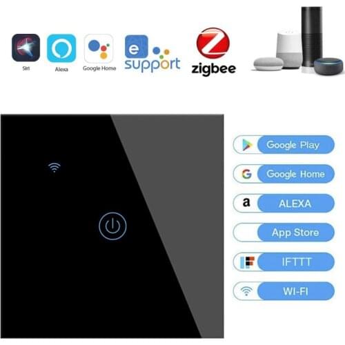 EWelink Zigbee WiFi Smart Switch 1/2/3/4Gang Wall Touch Light Switch Glass Panel APP Remote Control Work With Alexa Google Home