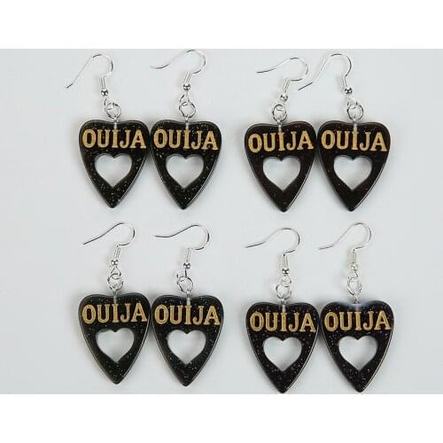 1pair Fashion Glitter Craft heart with OUIJA Drop Earrings Resin earring for Birthday Gift Child Girls Teens Jewelry