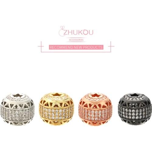 ZHUKOU hollow star crystal Spacer beads brass zirconia beads for bracelet making accessories model:VZ213