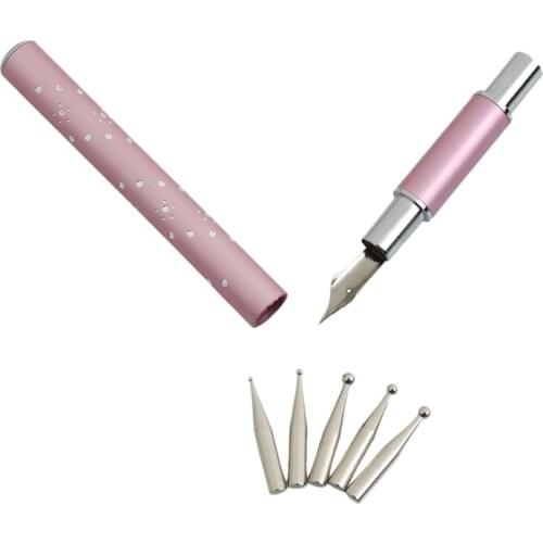 1Set 5Heads Stainless Steel DIY Nail Art Pen Drawing Dotting Decor Sets For Salon Manicure Pick Up Rhinestones Tools