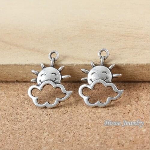 100 pcs Vintage Charms sun Pendant Antique silver Fit Bracelets Necklace DIY Metal Jewelry Making B042