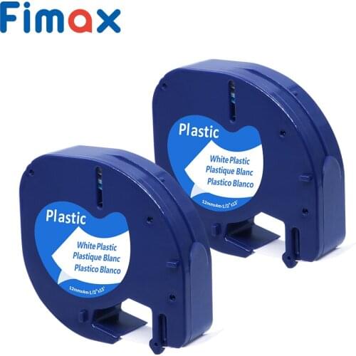 2 Pcs Compatible for DYMO LetraTag Label Tape 91201 Black on White 12mm*4m Plastic for DYMO Letra tag Label Printer Label Maker