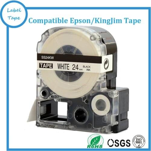 20 pcs compatible king jim 24mm black on white SS24KW for labelworks LW700/LW900P