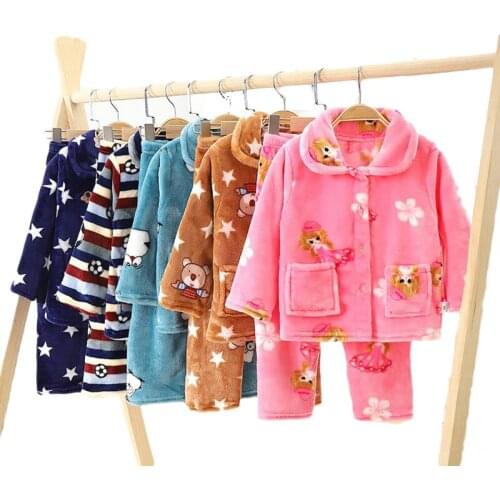 2020 New Childrens pyjamas Winter Flannel Sleepwear Boys Keep warm Pajamas Sets Homewear For Girls Childrens clothing1-10Y