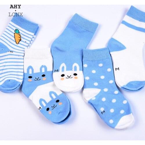 5 Pairs/lot Blue Rabbit Cotton Baby Socks For Boy Girl Socking Babies Cartoon Carrot Fashion Childrens Socks For Newborns