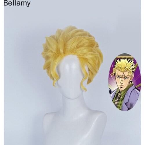 Anime The wonderful adventure of JOJO: the wind of gold Indestructible diamond Kira Yoshikage Cosplay hairwear Golden Blonde