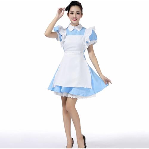 Halloween Maid Costumes Womens Adult Alice in Wonderland Costume Suit Maids Lolita Fancy Dress Cosplay Costume for Women Girl