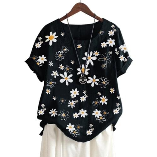 Floral Print Oversized T-shirts Women Casual O-neck Short Sleeve Hem Asymmetrical Loose T-shirt Tops Plus Size Summer 2021