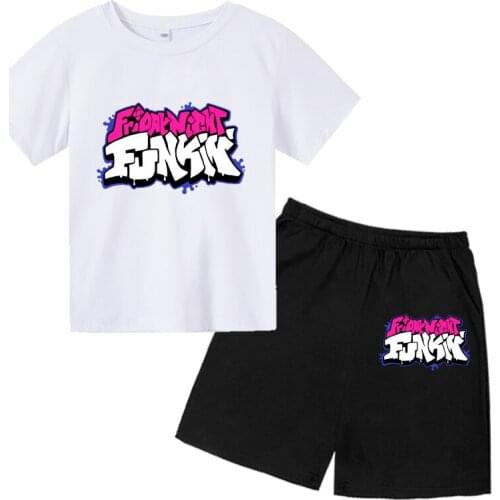 Friday Night Funkin Print Toddler Girl Clothes Tees Kids T-shirt Baby Boys T Shirt+shorts Harajuku Girls New Game Tshirts Suits