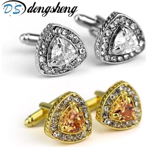 Dongsheng New Crystal Cufflinks Rhinestone Cuff links Wedding Groom Gift Square Zircon French Cufflinks Charm Cuff Button -40