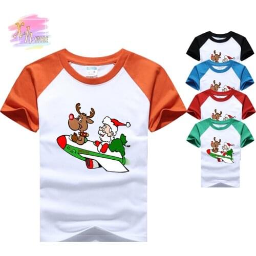 Boys & Girls Cartoon T-shirts Kids Brand Print T Shirt Children Summer Short Sleeve T-shirt Cotton Tops Christmas Clothing
