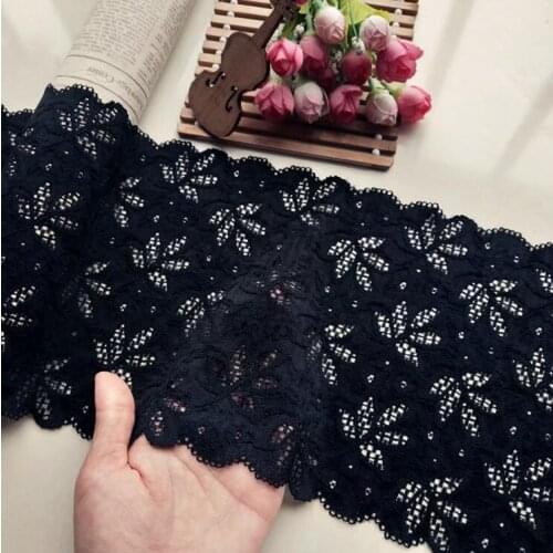 1 Meter Exquisite Stretch Black Lace Trims Elastic Lace Fabric High-end Clothing DIY Lace Accessories 18cm Free Shipping